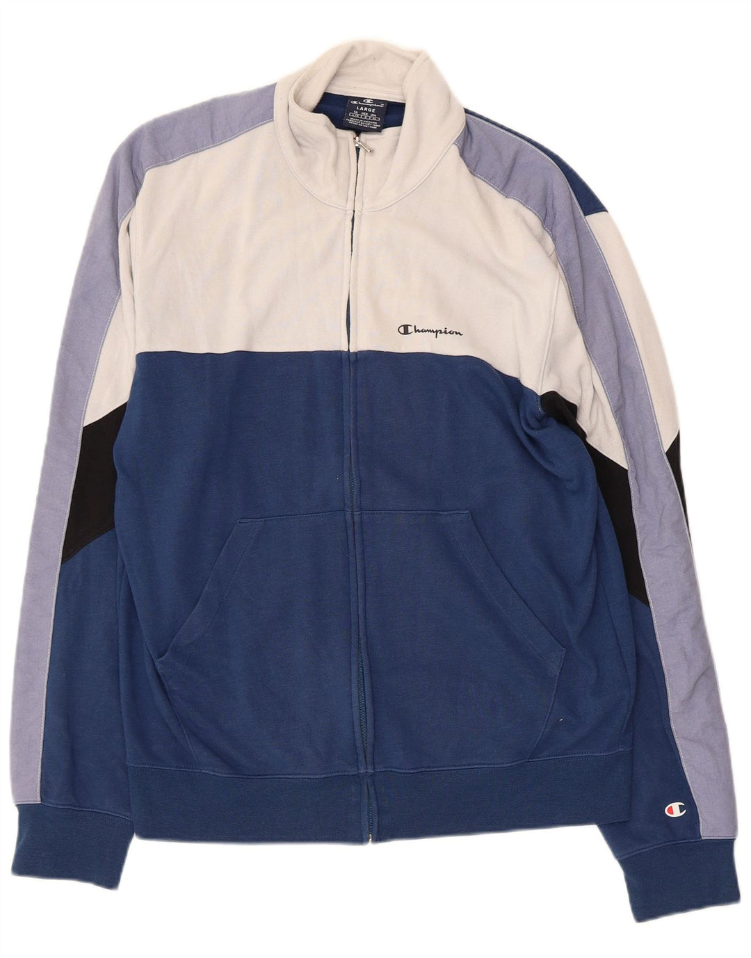 CHAMPION Giacca da tuta da uomo di grandi dimensioni in cotone color block blu navy