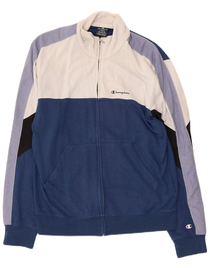CHAMPION Giacca da tuta da uomo di grandi dimensioni in cotone color block blu navy