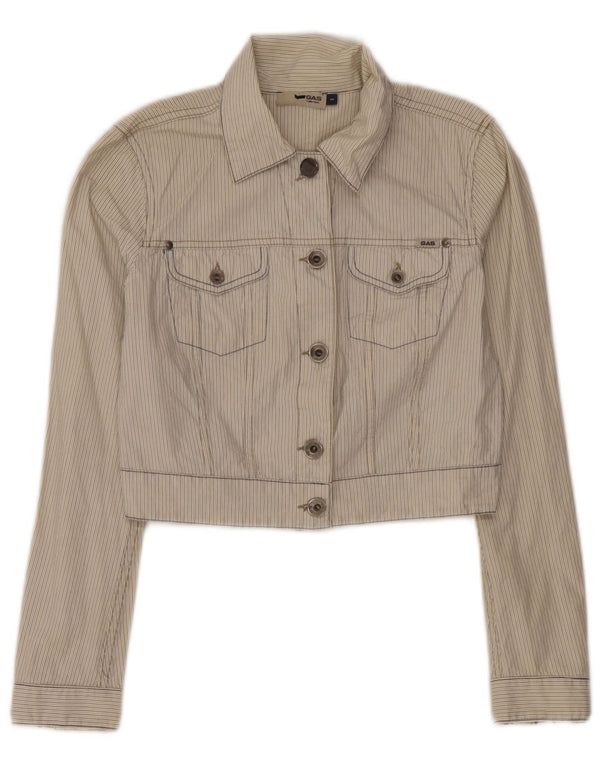 Giubbotto bomber corto da donna Gas UK 10 piccolo cotone a righe beige