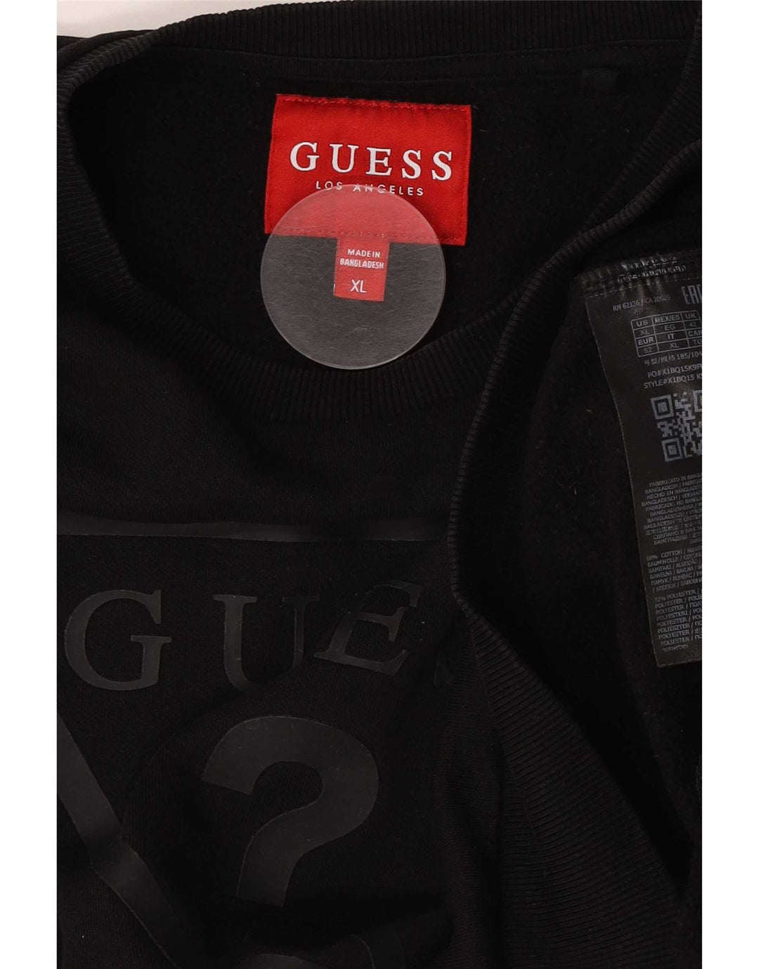 Felpa grafica da uomo Guess XL in cotone nero