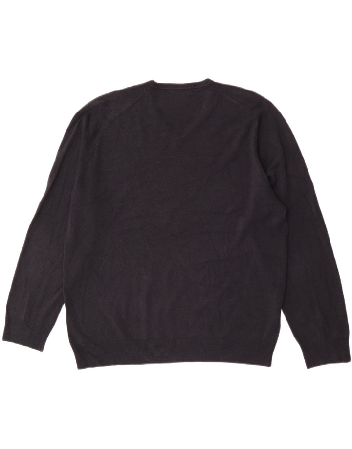 Maglione maglione con scollo a V da uomo Marks & Spencer XL blu navy acrilico