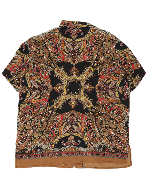 Camicia vintage da donna a maniche corte UK 18 XL Paisley multicolore