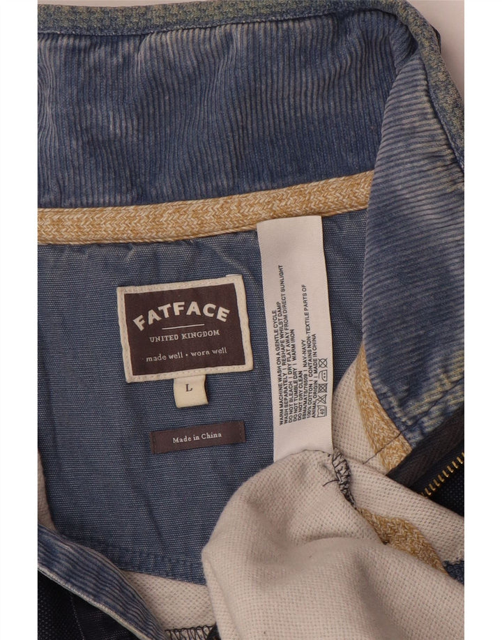 FAT FACE Felpa da uomo con collo con zip, maglione grande, cotone blu navy