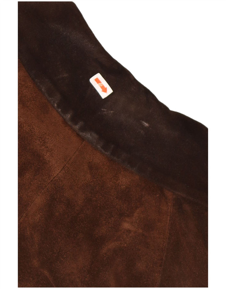 Cappotto vintage da donna oversize in pelle scamosciata con giacca a vento UK 18 XL Marrone