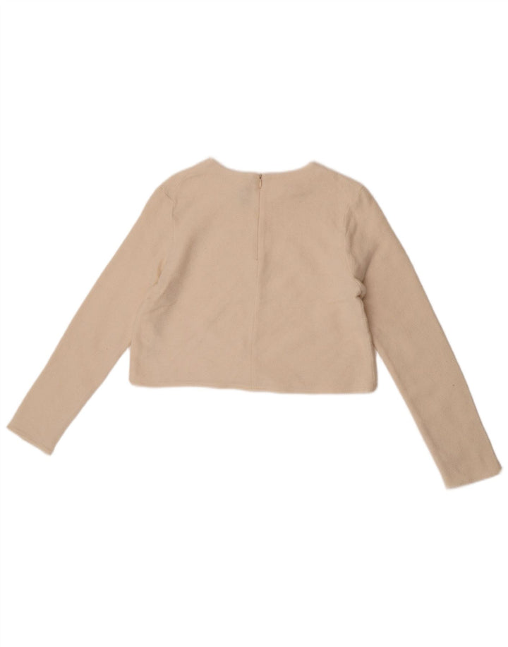 Maglione corto girocollo da donna Zara UK 12 lana media bianco sporco