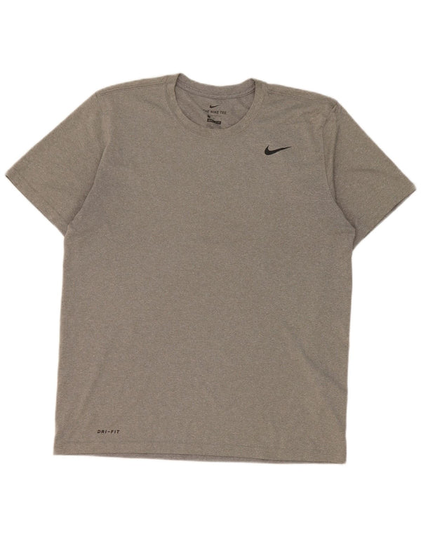 Nike Mens Dri Fit T-Shirt Top Large Grey Polyester