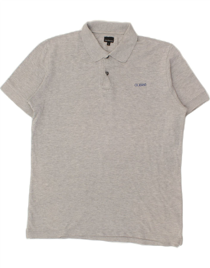 CALVIN KLEIN Mens Polo Shirt Large Grey Vintage Calvin Klein and Second-Hand Calvin Klein from Messina Hembry 