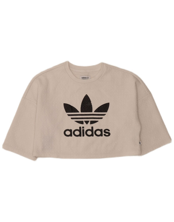 T-shirt grafica oversize corta Adidas da donna Top UK 10 piccola bianca