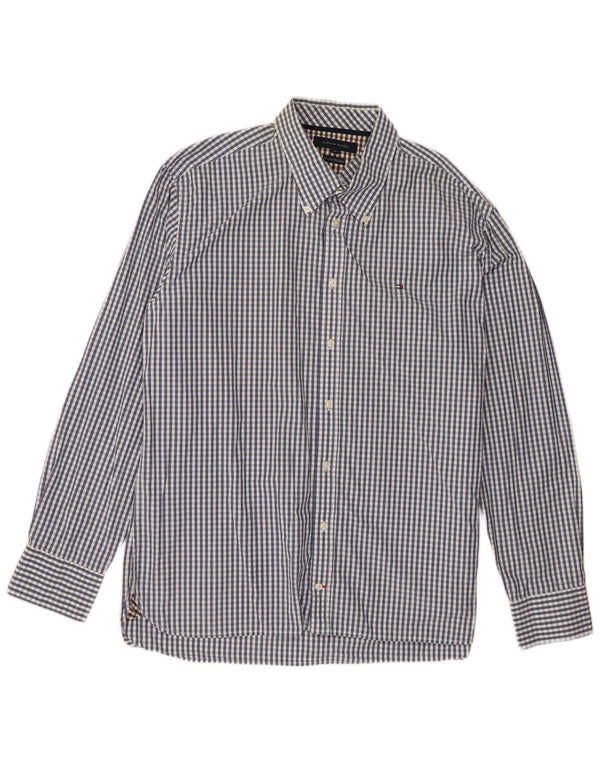 Camicia da uomo Tommy Hilfiger XL in cotone a quadretti blu