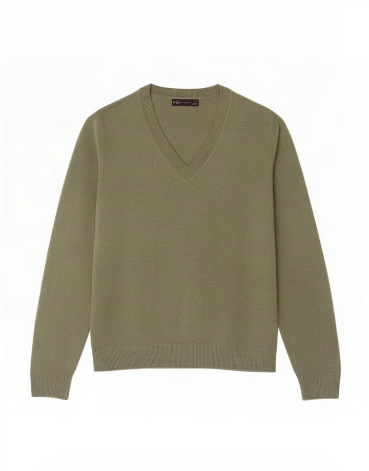 Maglione da uomo con scollo a V Marks & Spencer in acrilico verde medio