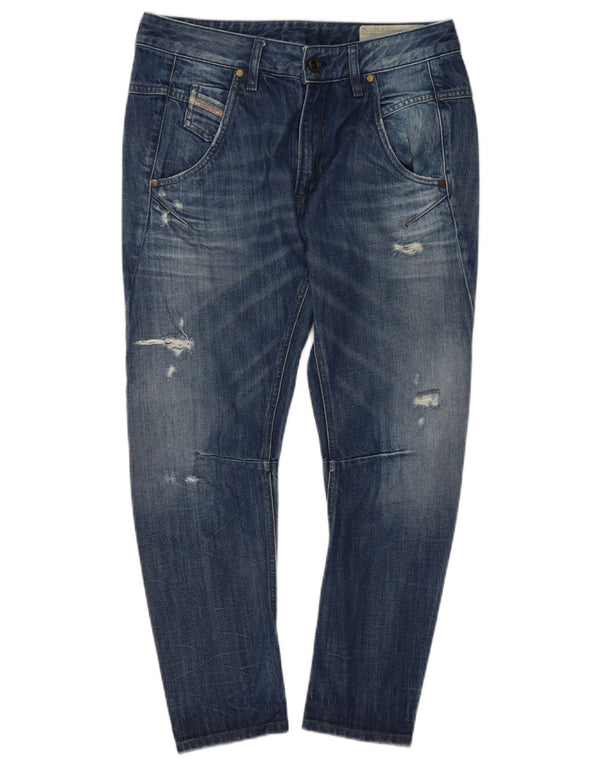 Diesel Fayza Crop Jeans larghi effetto consumato da donna W26 L23 cotone blu