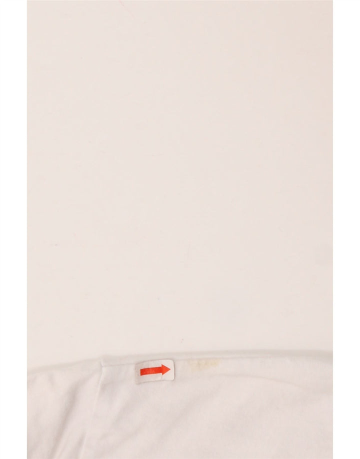 ELLESSE T-shirt grafica da donna corta Top UK 10 piccola cotone bianco