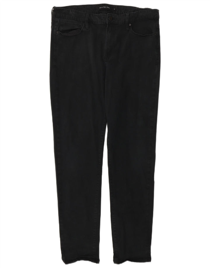 CALVIN KLEIN Jeans slim da donna US 14 XL W34 L32 Cotone nero