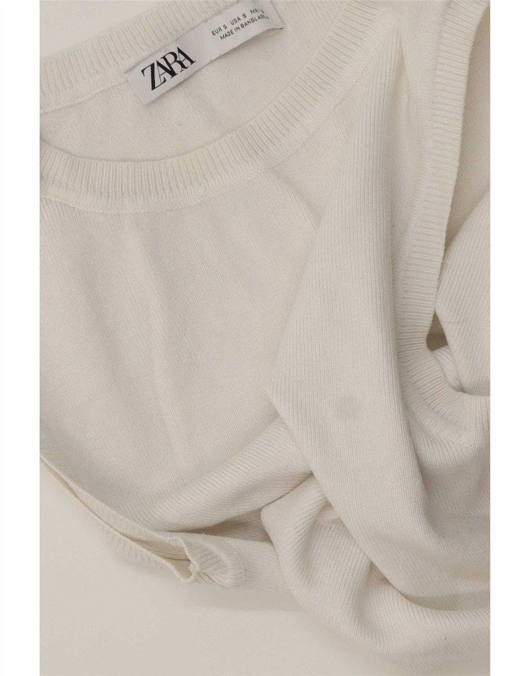 Canotta corta da donna Zara UK 8 piccola bianca