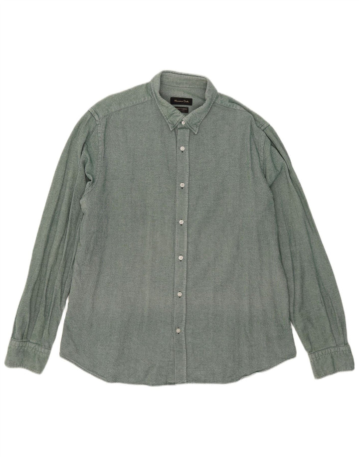 MASSIMO DUTTI Camicia Uomo XL Verde Cotone