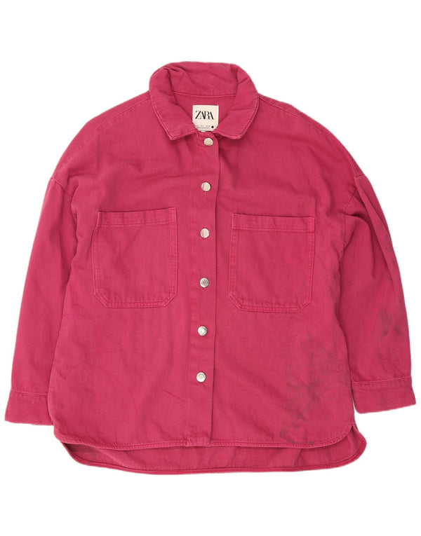 Camicia in denim da donna Zara UK 16 grande cotone rosa