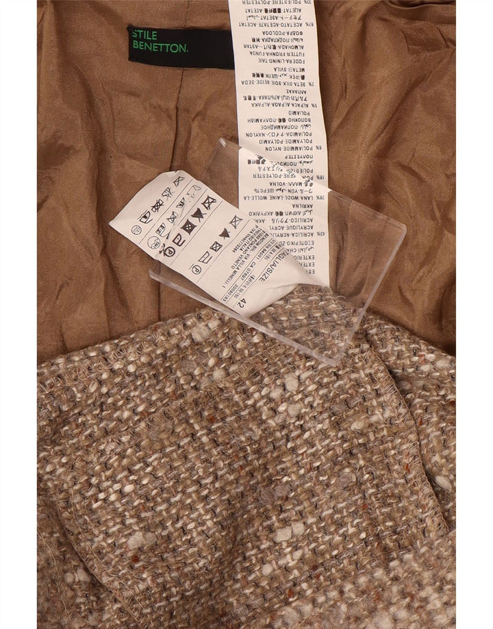 Giacca blazer a 3 bottoni da donna Benetton IT 42 Acrilico screziato marrone medio