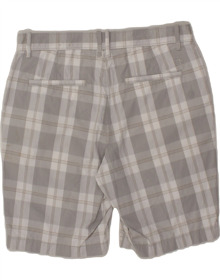 PENGUIN Mens Chino Shorts IT 48 Medium W32  Grey Check Cotton Vintage Penguin and Second-Hand Penguin from Messina Hembry 