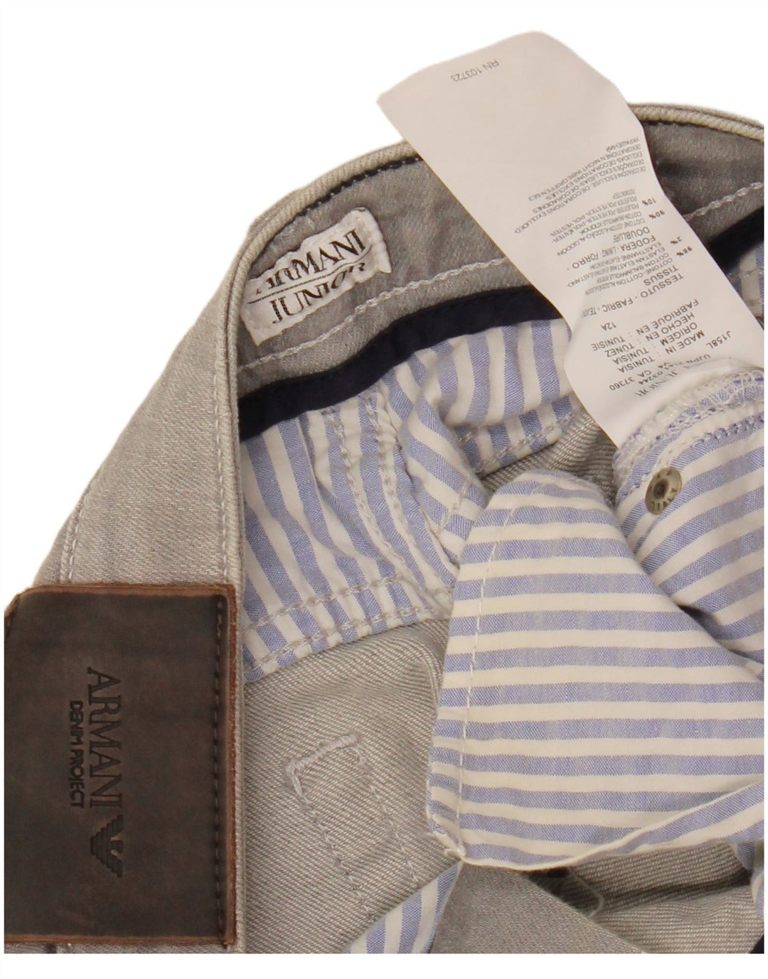 ARMANI JUNIOR Jeans Slim Bambina 11-12 Anni W26 L29 Cotone Grigio