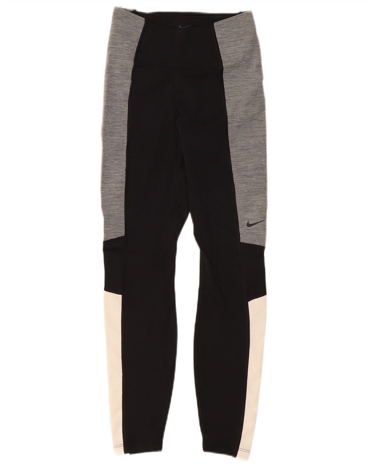 Leggings Dri Fit da donna NIKE UK 4 XS poliestere color block nero