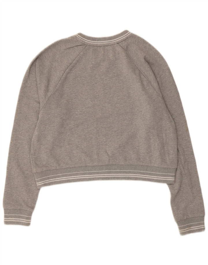 Felpa da donna con grafica corta Superdry, maglione UK 14, cotone grigio medio