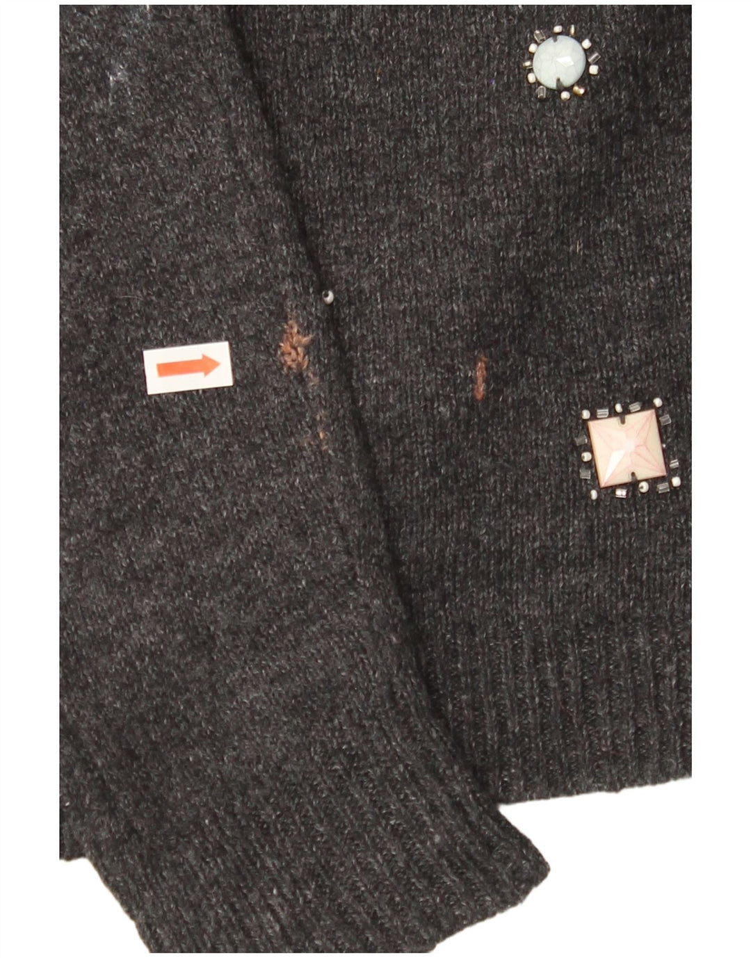 MONSOON Maglione da donna con scollo a barca UK 12 Cotone grigio medio