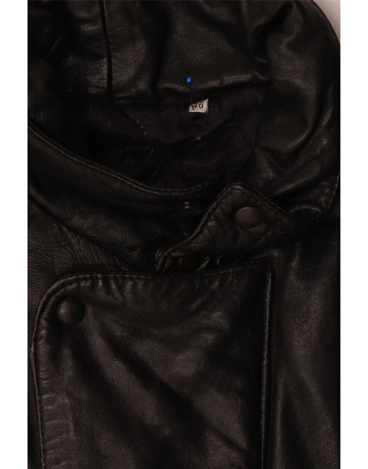 Giacca bomber in pelle da uomo vintage UK 46 3XL Pelle nera