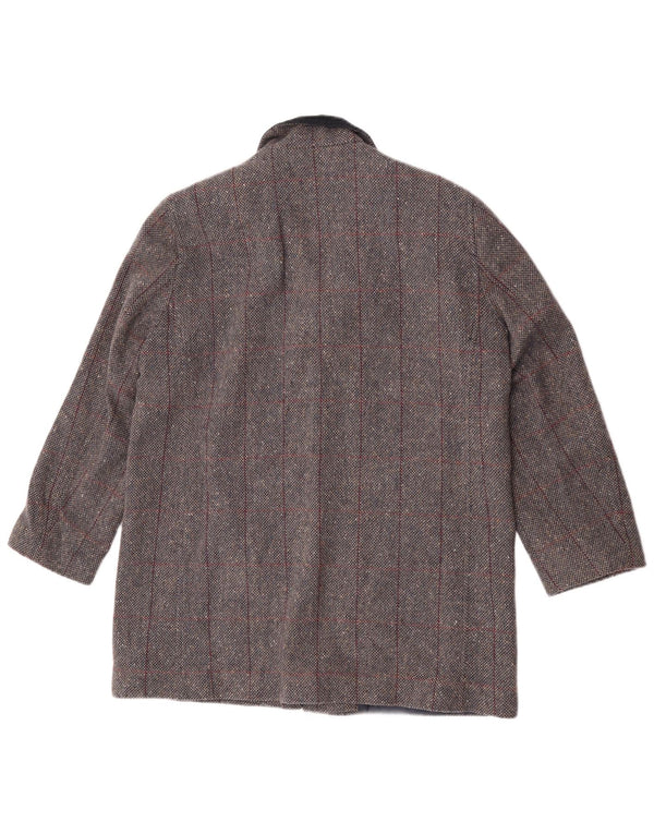 Cappotto da donna Henry White UK 16 Lana d'agnello a quadri grigi grandi