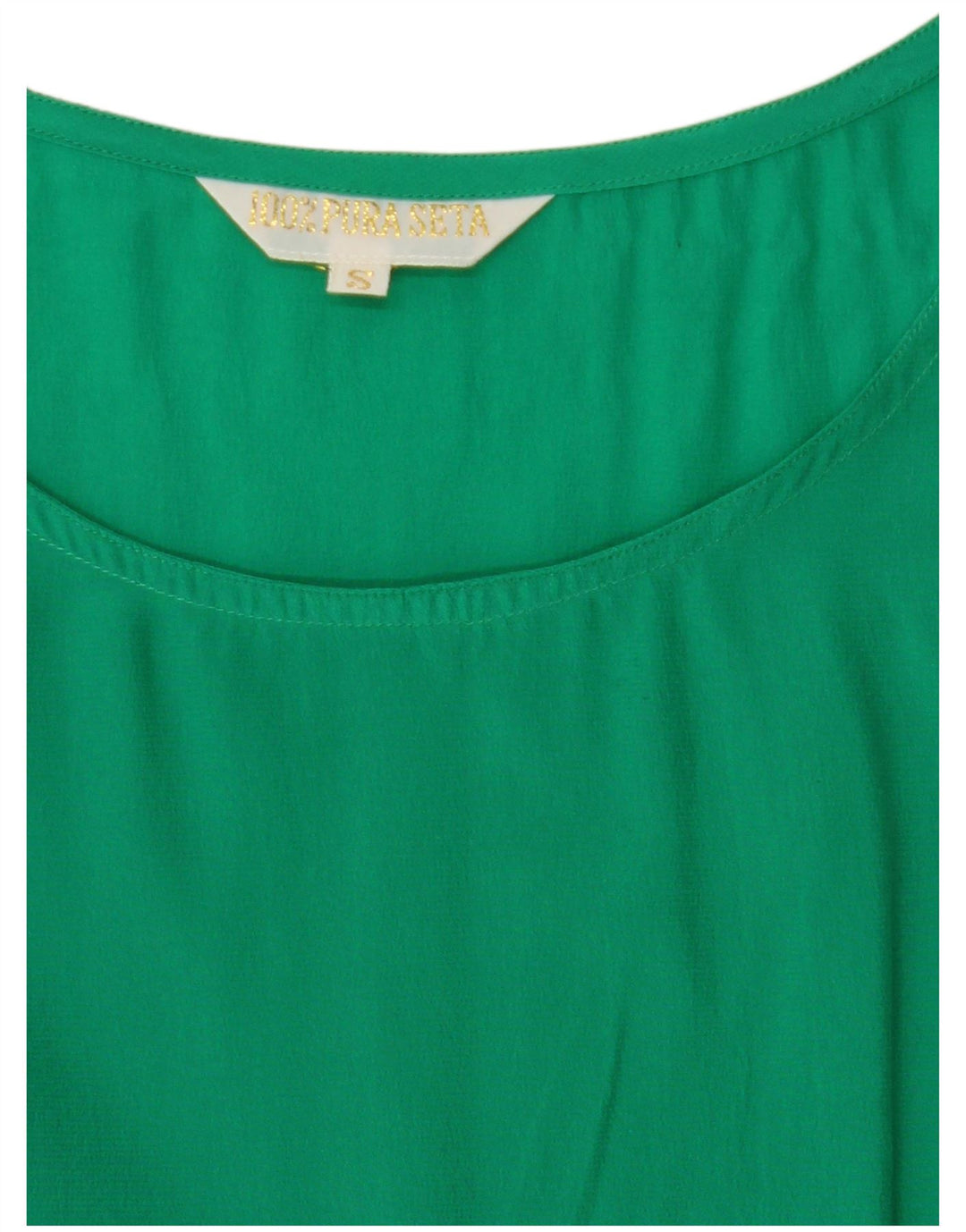 Camicetta ampia da donna VINTAGE Top UK 10 piccola seta verde