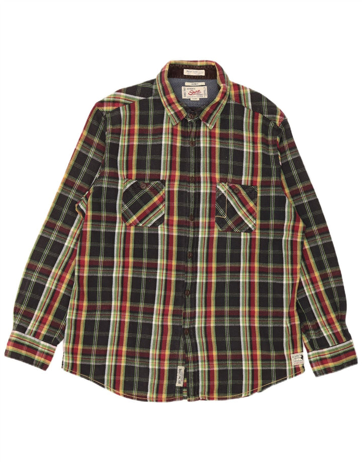 Camicia in flanella da uomo a quadri personalizzata Marlboro Classics 3XL a quadri neri