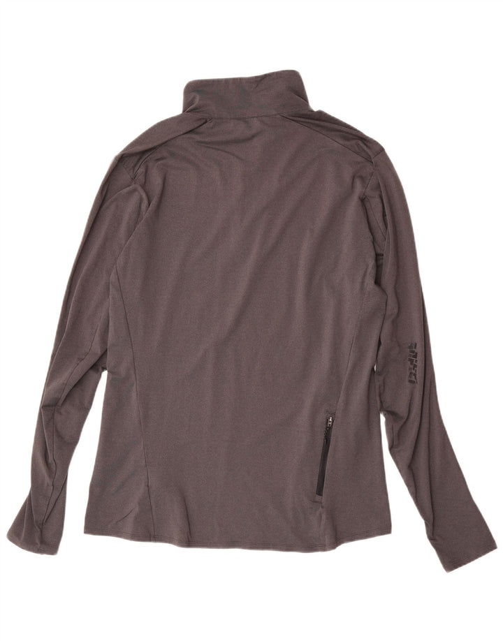 Top della tuta da uomo Adidas Climalite con zip e collo in poliestere grigio medio
