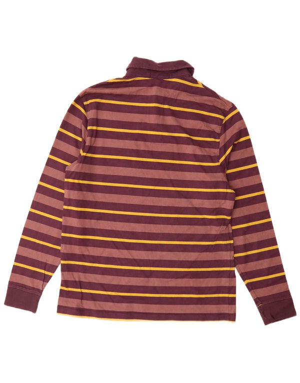 Polo da uomo a maniche lunghe French Connection, grande cotone a righe bordeaux