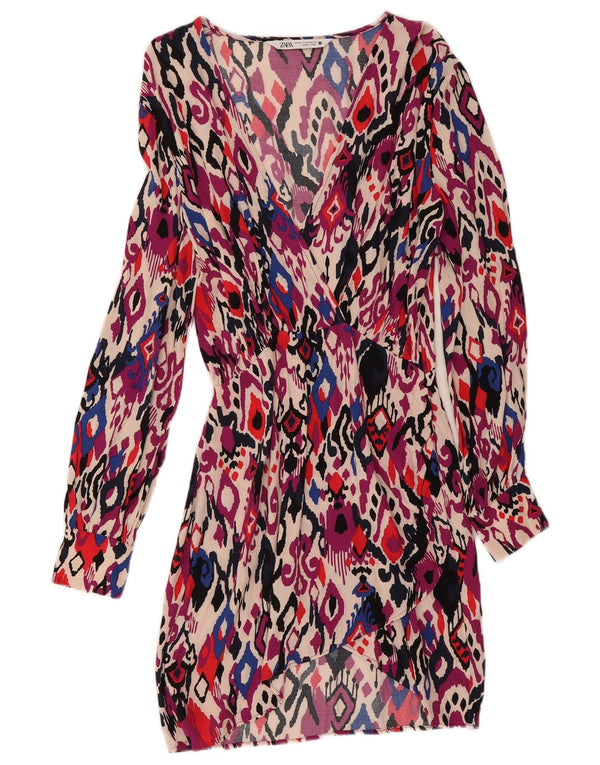 Abito tubino a maniche lunghe da donna Zara UK 6 XS multicolore Ikat