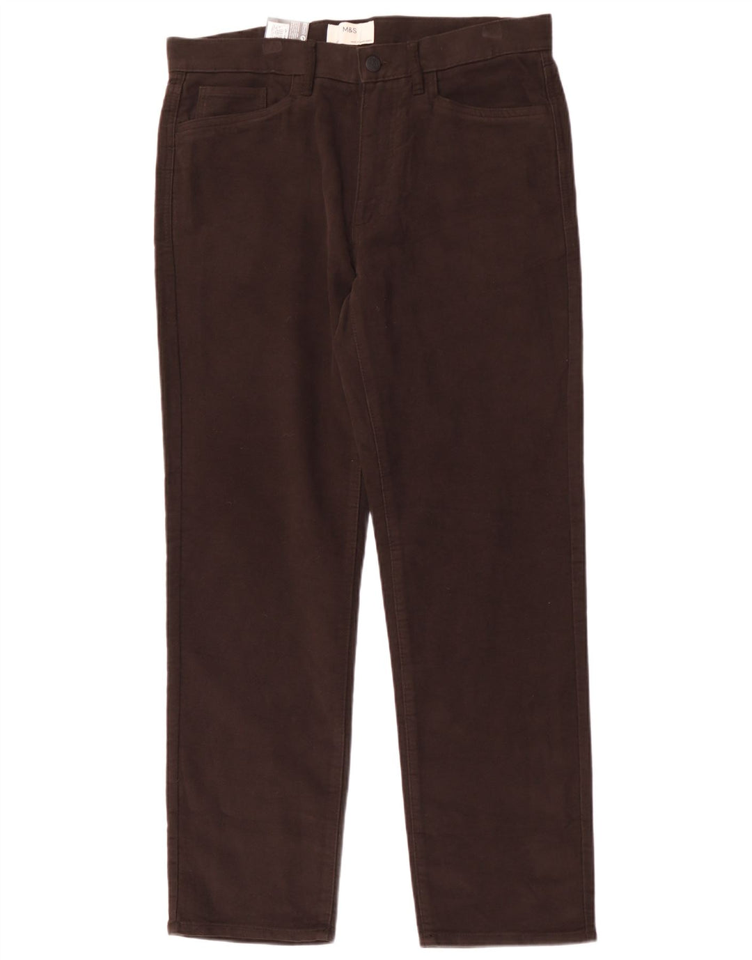 Pantaloni casual dritti vestibilità regolare da uomo Marks & Spencer W34 L31 Marrone