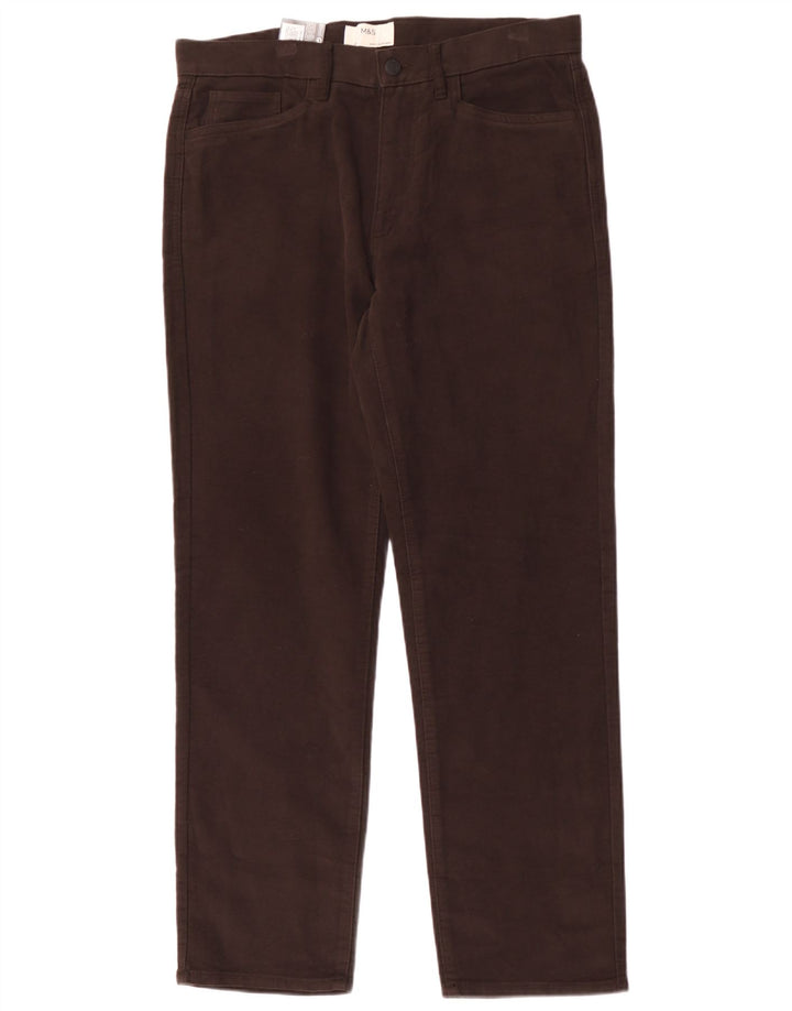 Pantaloni casual dritti vestibilità regolare da uomo Marks & Spencer W34 L31 Marrone