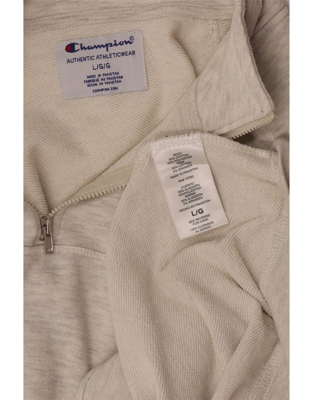 CHAMPION Felpa da uomo con collo con zip, maglione grande, cotone chiazzato grigio