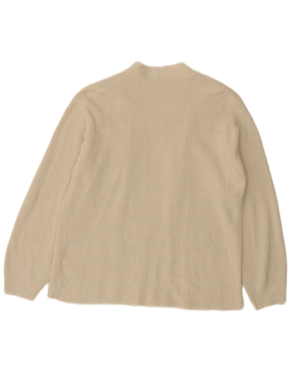Maglione cardigan aperto da donna Marks & Spencer UK 14 cotone bianco sporco medio