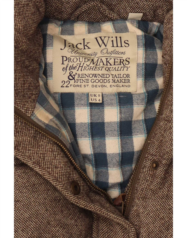 Gilet imbottito da donna Jack Wills UK 8 piccolo in lana screziata marrone