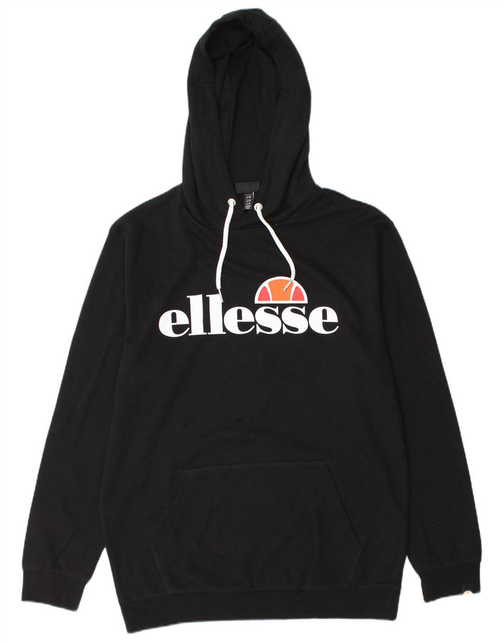 Felpa con cappuccio grafica da uomo Ellesse, cotone medio nero