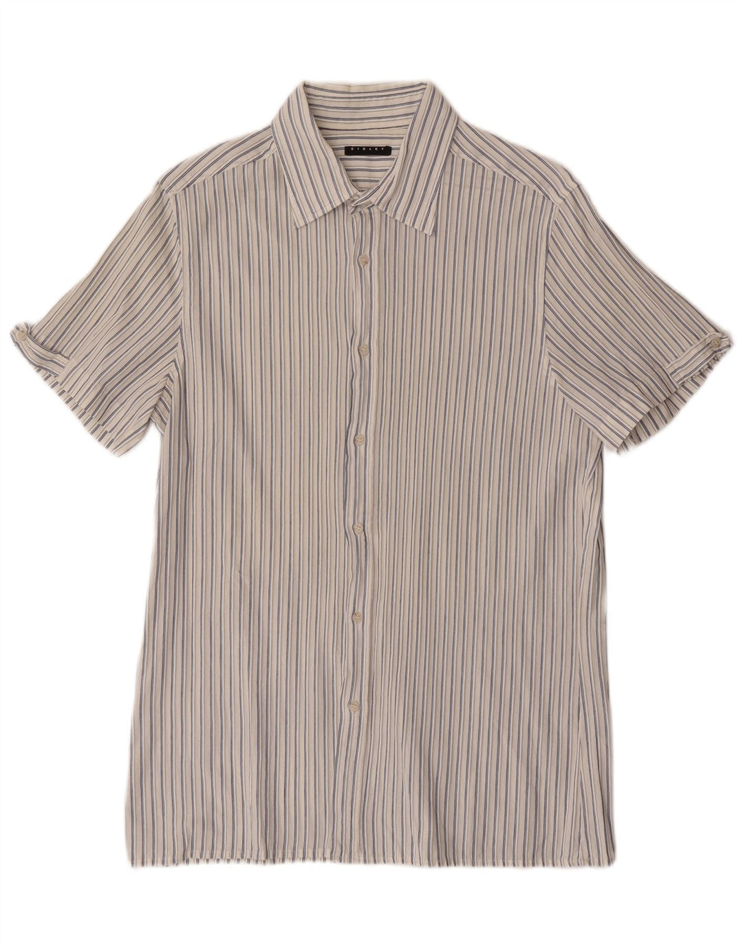 Camicia a maniche corte da uomo Sisley medio gessato bianco sporco