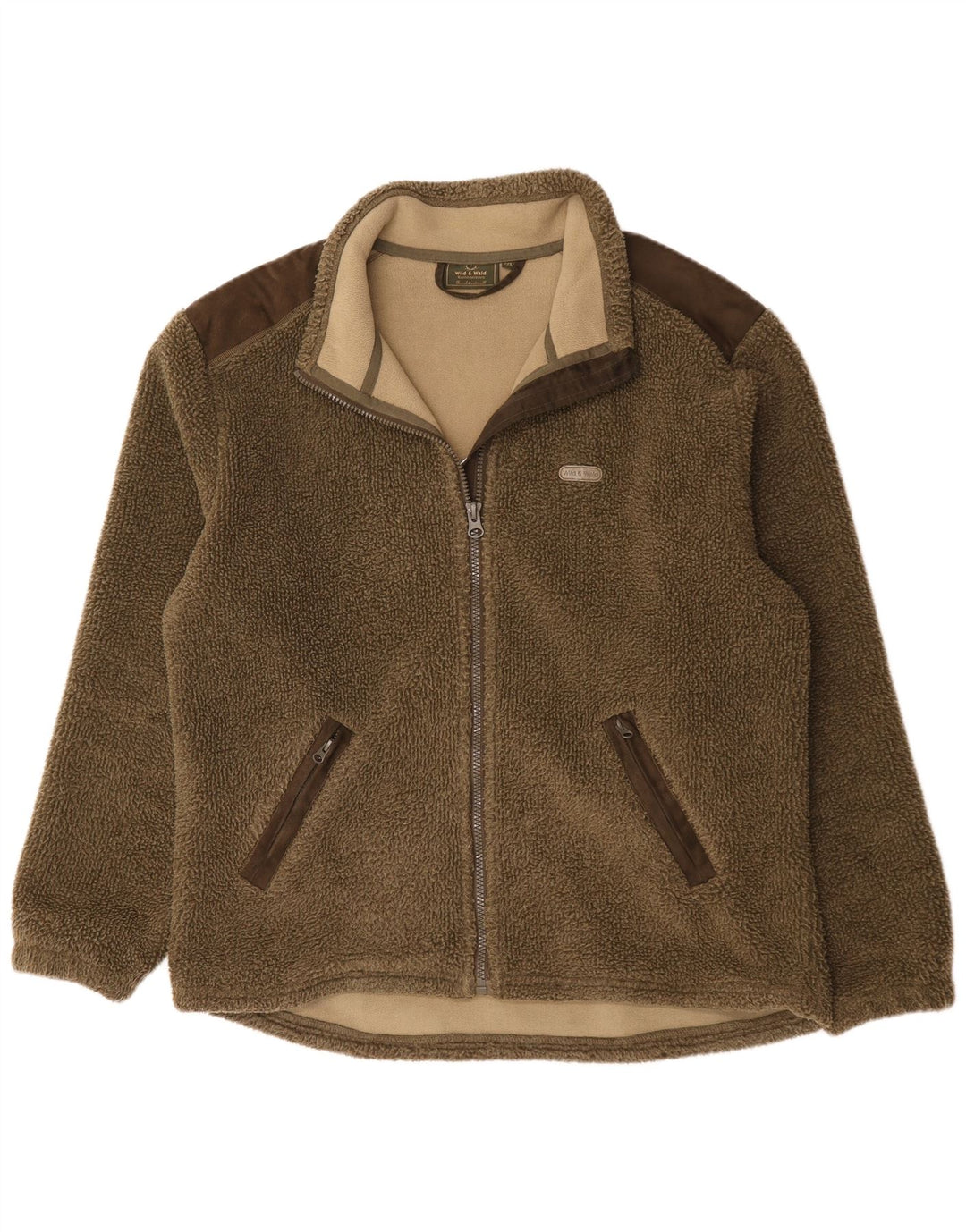 Giacca in pile vintage da uomo UK 44 2XL Poliestere color block kaki