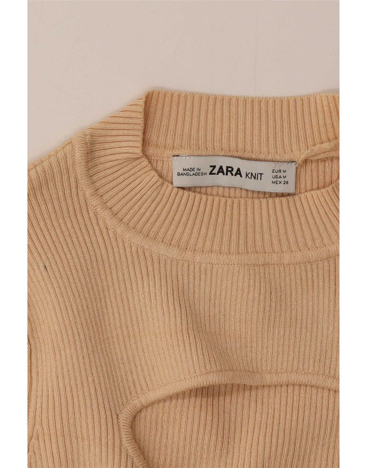 Top corto Zara da donna con maniche a 3/4 UK 12 Beige medio