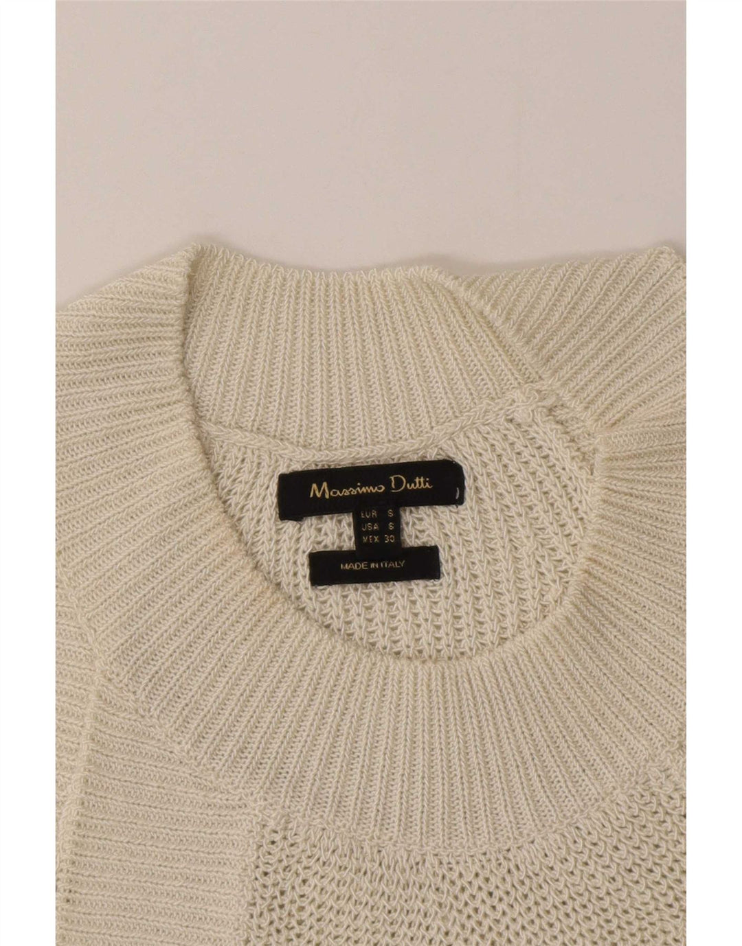 Massimo Dutti Top da donna in maglia all'americana UK 10 piccolo bianco sporco