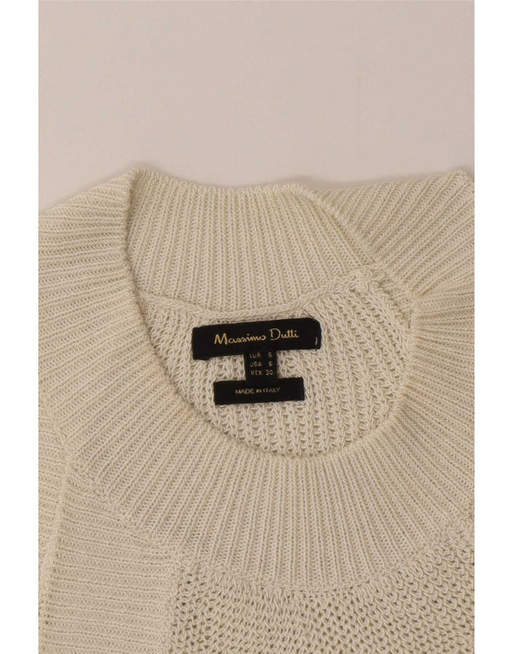 Massimo Dutti Top da donna in maglia all'americana UK 10 piccolo bianco sporco