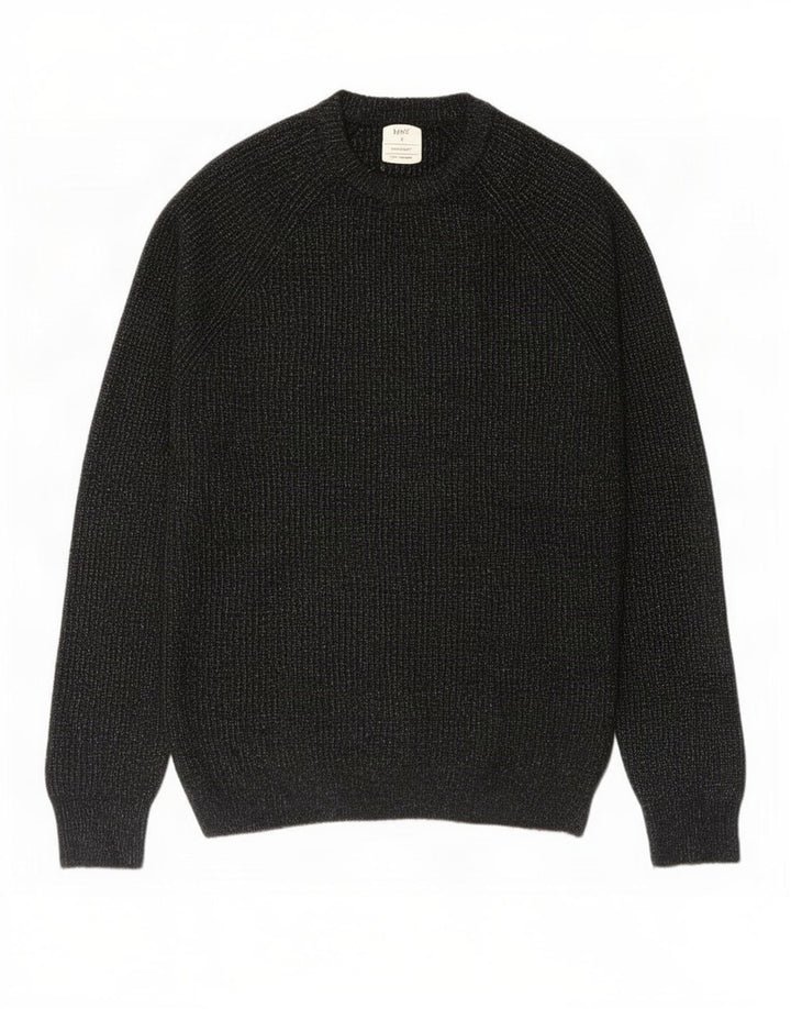 Maglione maglione girocollo da uomo Marks & Spencer piccolo poliammide screziato nero