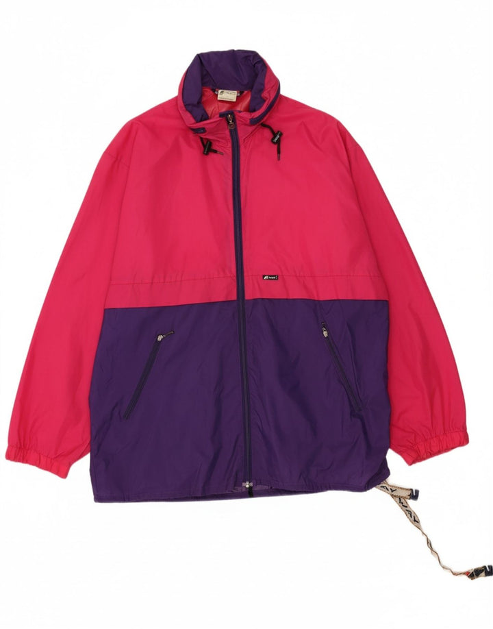 K-WAY Womens Hooded Rain Jacket UK 20 2XL Pink Colourblock Polyamide Vintage K-Way and Second-Hand K-Way from Messina Hembry 