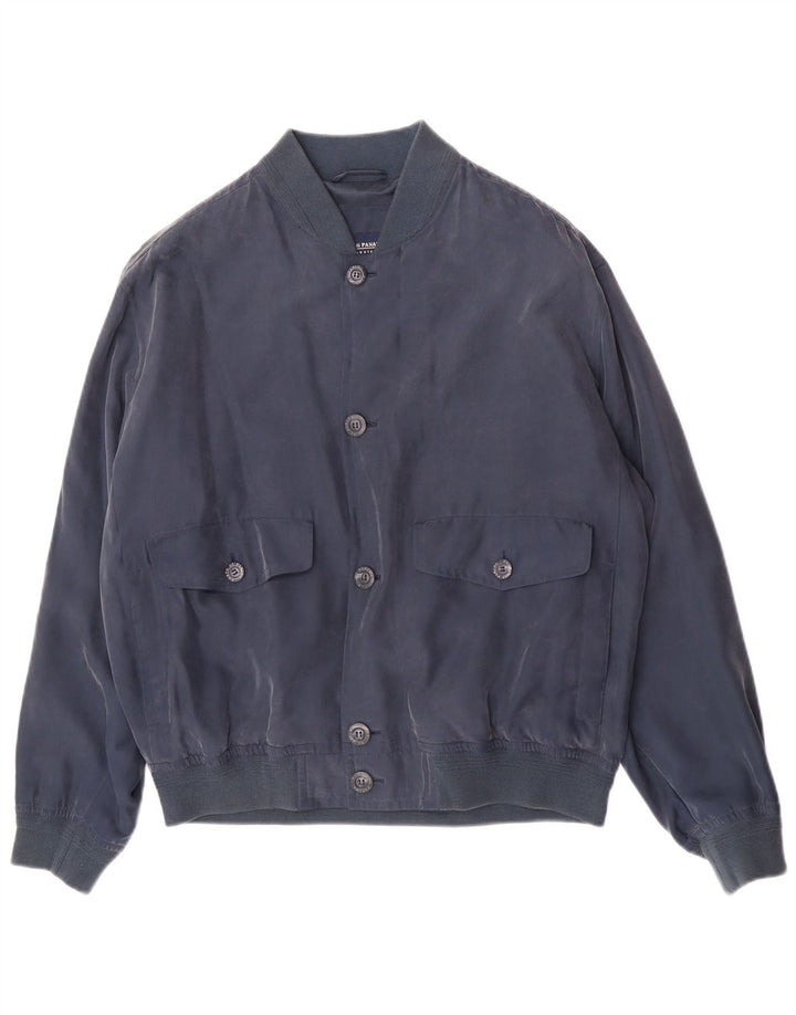 Giubbotto Bomber da Uomo Porto Di Panama IT 48 Medio Blu Navy Seta