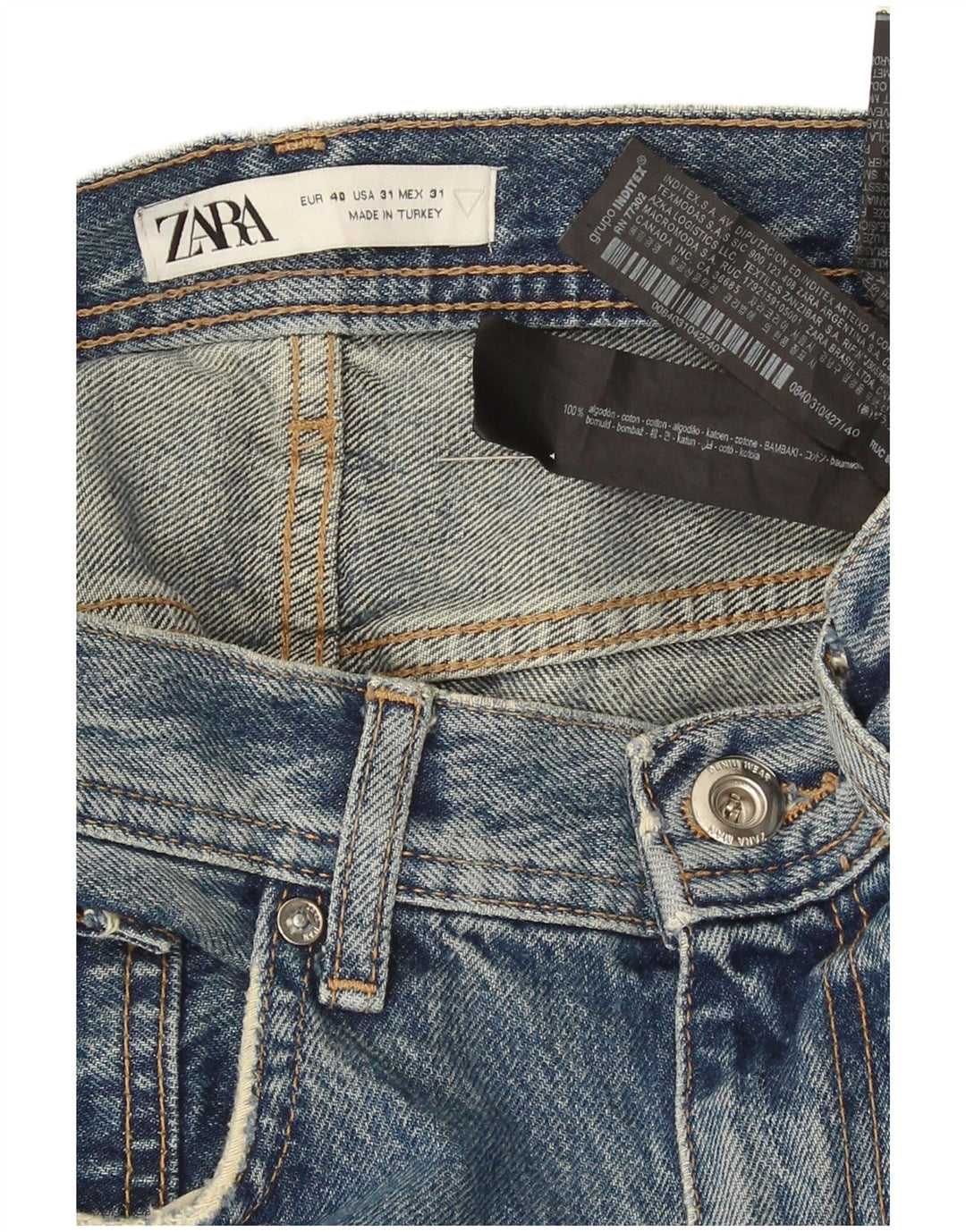 Jeans corti invecchiati da uomo Zara EU 40 medio W31 L26 cotone blu