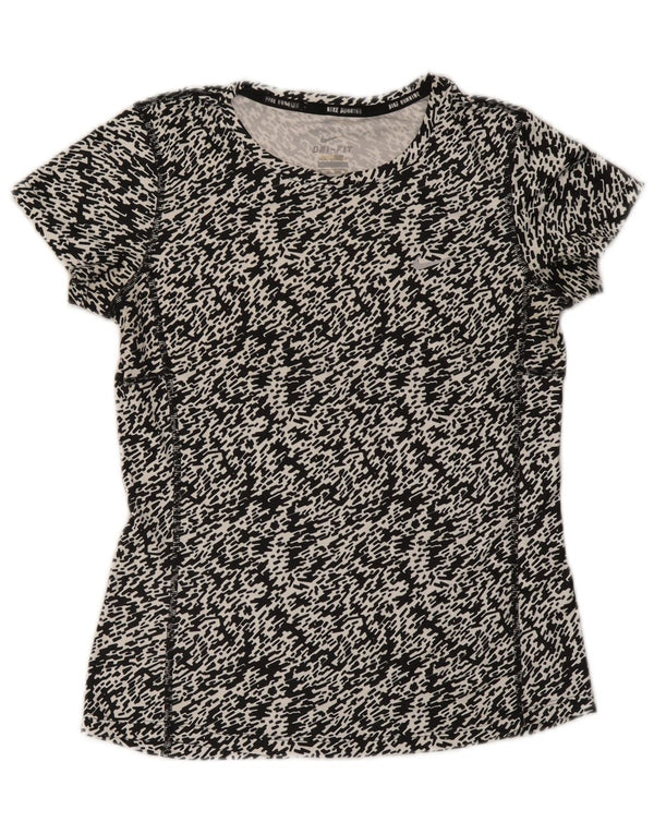 T-shirt Nike Dri Fit da donna Top UK 6 XS poliestere chiazzato nero