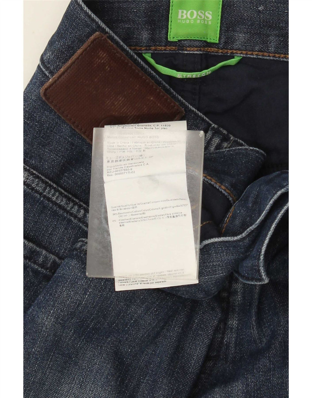 Jeans dritti elasticizzati da uomo Hugo Boss W32 L30 cotone blu navy